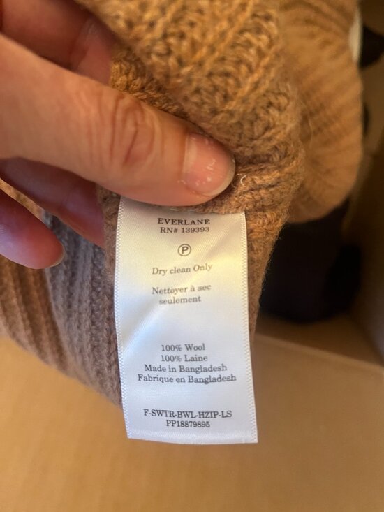 NWT EVERLANE The Half-Zip Sweater in Luxe Merino — S • Deep Camel - Picture 8 of 10